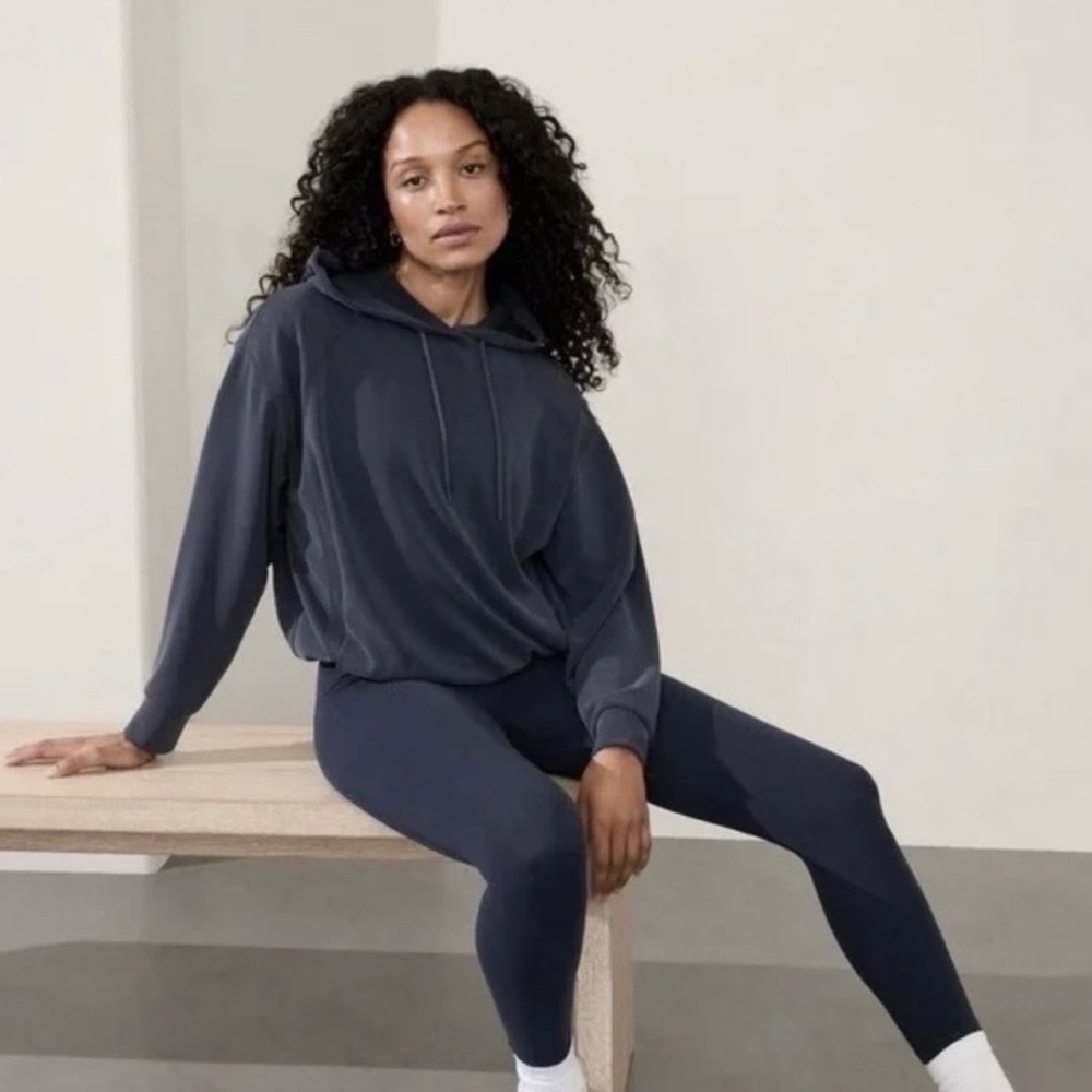 Athleta seasoft bubble hem hoodie pullover - Navy